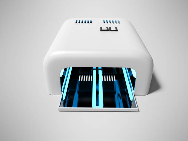 istock Drying lamp for manicure top view 3d render on gray background with shadow 1148448842