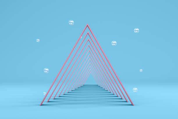 istock 3D Abstract Minimal Triangle Tunnel Background with Bubbles,  Geometric Shapes 1148448941