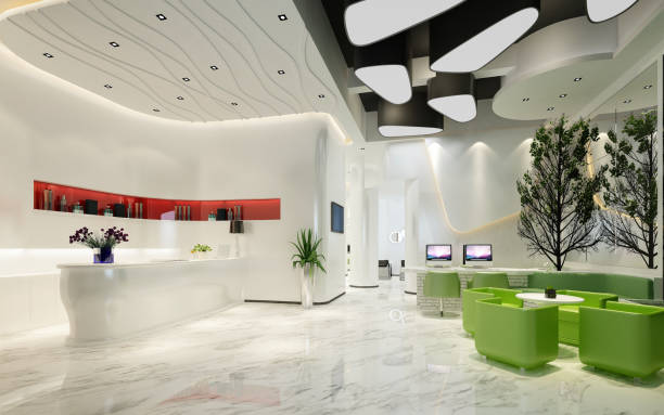 istock 3d render of luxury hotel lobby and reception 1148450314