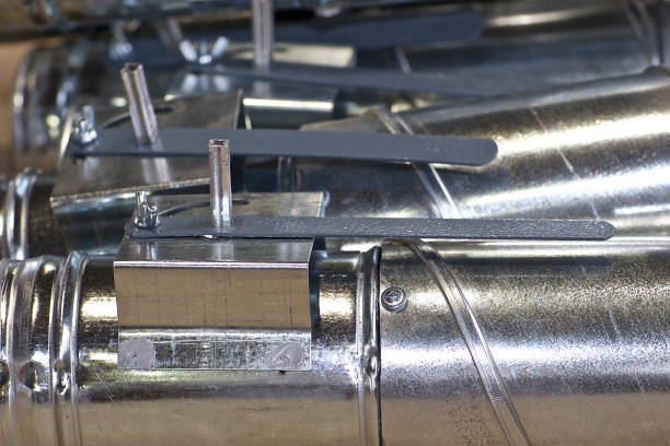 istock Elements and parts made of galvanized sheet for various ventilation systems 1148452433