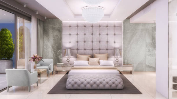 istock Luxury bedroom interior with large terrace 1148452740
