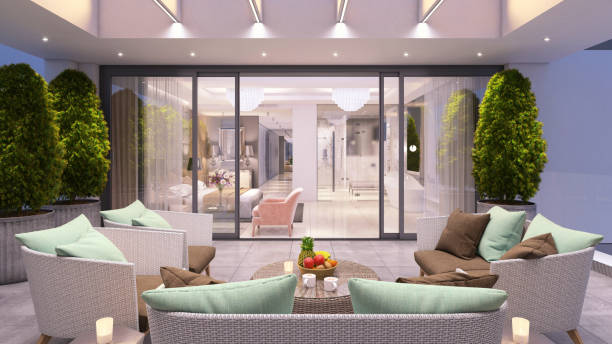 istock Large terrace with view at luxury bedroom interior 1148452770