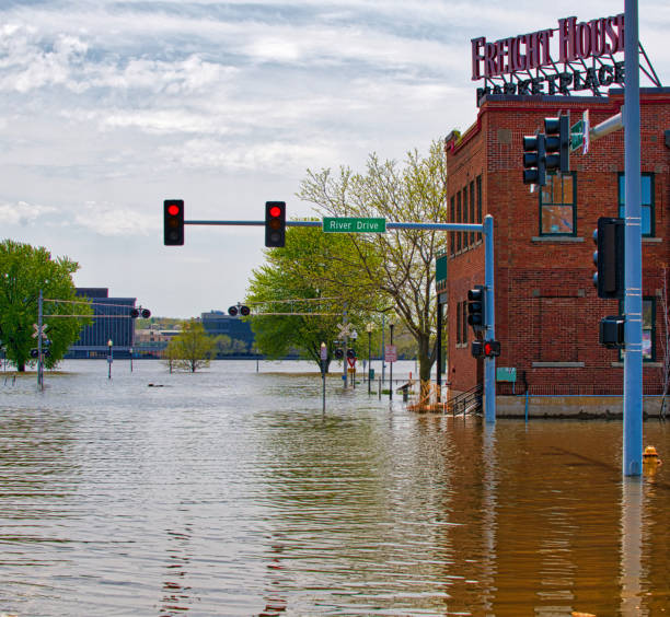 Davenport Iowa, 2019 Flood stock photo