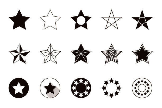 Set of geometric shapes stars, isolated on white background Set of geometric shapes stars, isolated on white background. Vector illustration banners tattoos stock illustrations