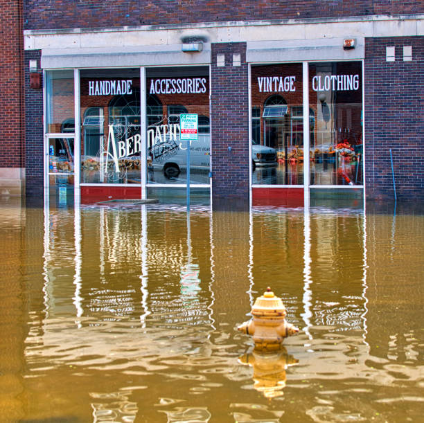 Davenport Iowa, flood stock photo