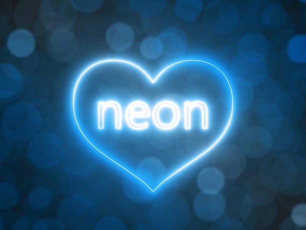 istock glowing neon heart with blurred bokeh background. 3d illustration 1148462157