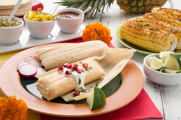 Cheese and Jalapeno Tamales stock photo