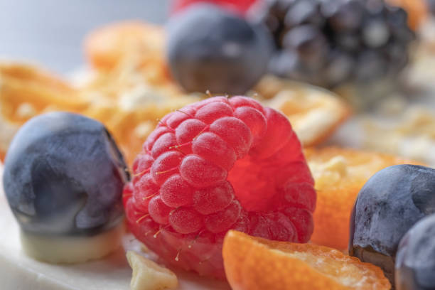 istock Dietary delicate fruity berry nut cake without baking. 1148470393