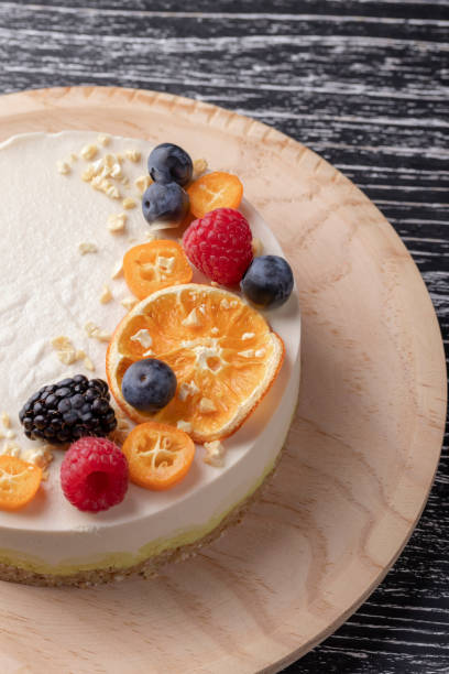 istock Dietary delicate fruity berry nut cake without baking. 1148470413