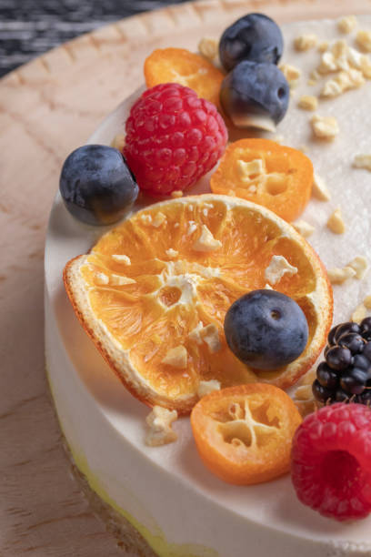 istock Dietary delicate fruity berry nut cake without baking. 1148470427