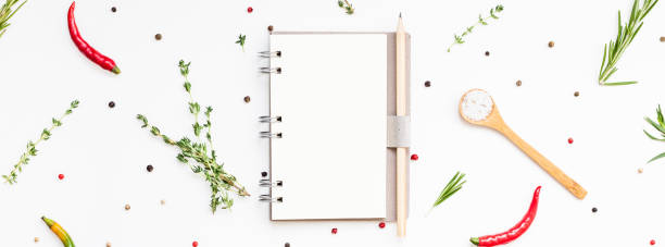 istock Blank notepad pages with greens herbs and spices 1148471107