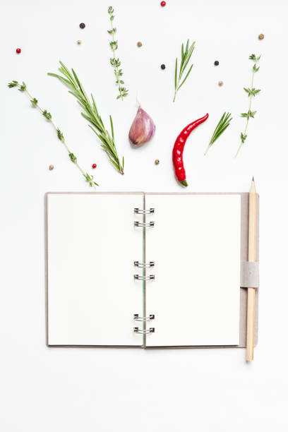 istock Blank notepad pages with greens herbs and spices 1148471640