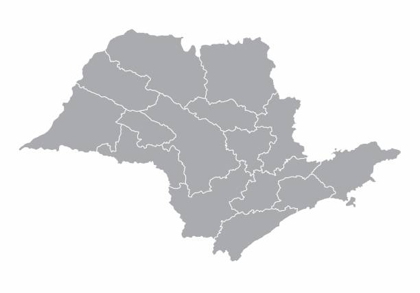 Sao Paulo state regions map A gray map of the Sao Paulo State regions, Brazil rio parana stock illustrations