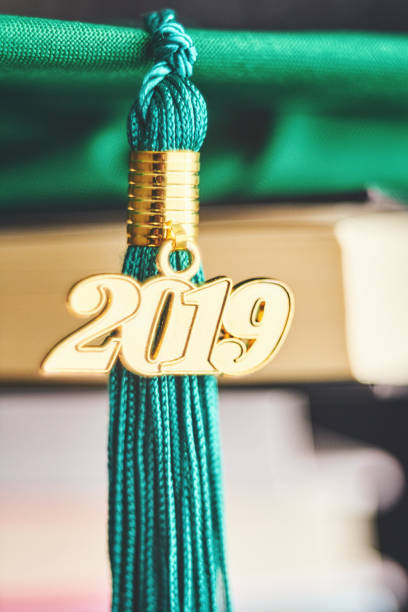 istock Green mortarboard with 2019 Graduation tassel and books 1148489492