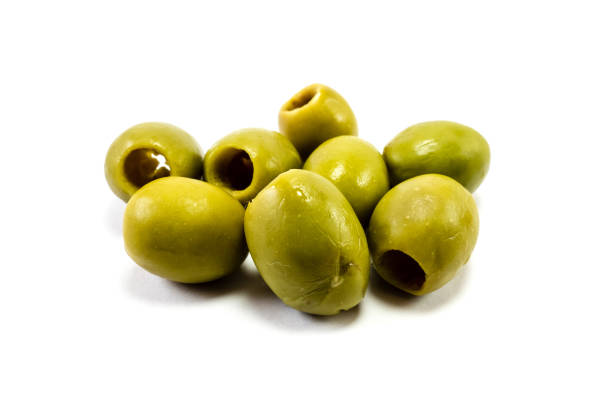 istock green olives without kernels isolated on white background 1148494025