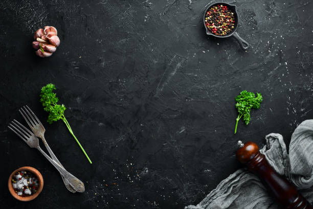 istock Cooking banner. Spices and kitchen utensils. Top view. Free space for your text. 1148496342