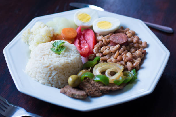 istock Brazilian food dish - Beans, rice, meat, eggs, salad 1148496376