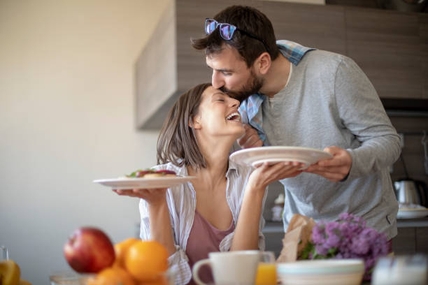 istock Young couple having vegan breakfast 1148498425