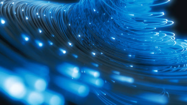 istock glowing fiber optic strings in dark. 3d illustration 1148498430