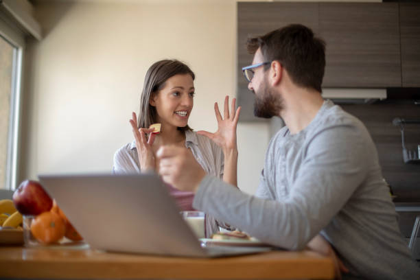 istock Young couple having vegan breakfast 1148498571