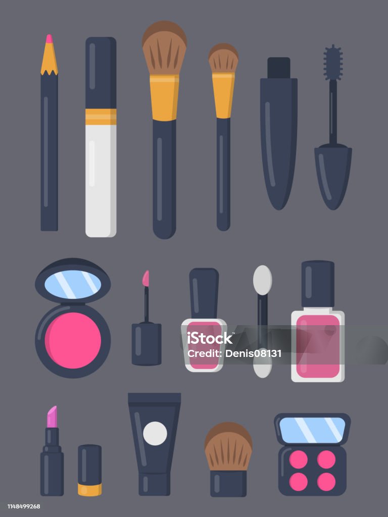Trang Điểm Mỹ Phẩm Bộ Biểu Tượng Vector Theo Phong Cách Hoạt Hình ...