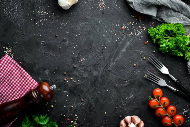 istock Cooking banner. Fresh vegetables and spices. Top view. Free space for your text. 1148502358