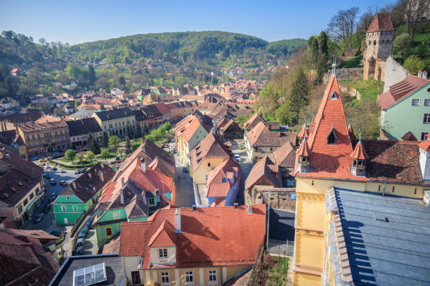 istock Old town of Sighisoara - aerial view 1148502616