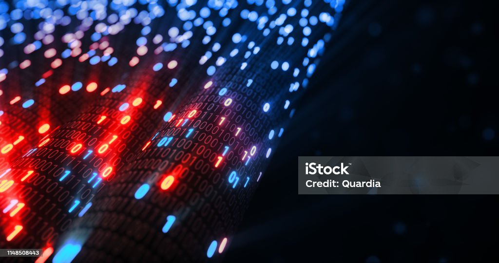 Hacking Red And Blue Digital Binary Code Matrix 01 Background Hacker ...
