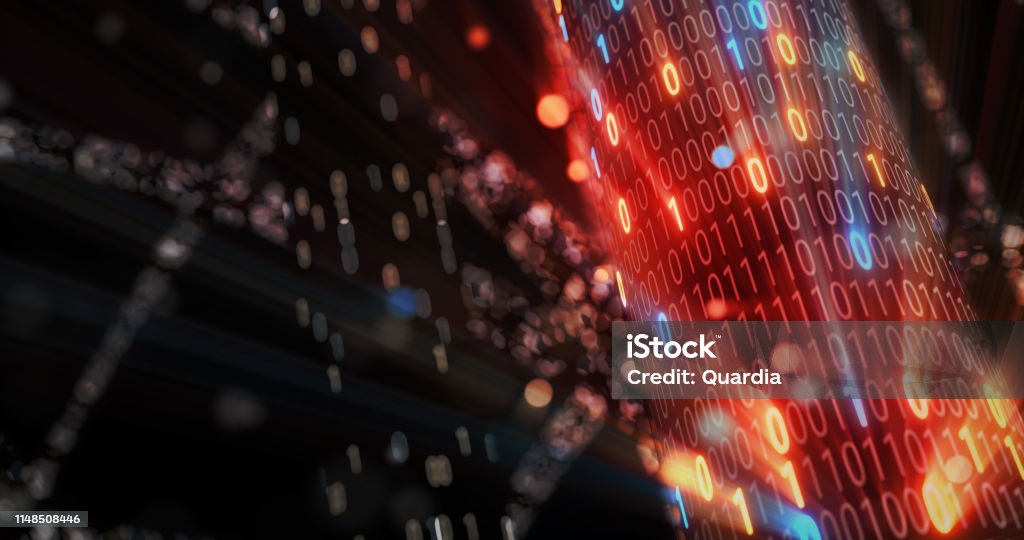 Hacking Red And Blue Digital Binary Code Matrix 01 Background Hacker ...