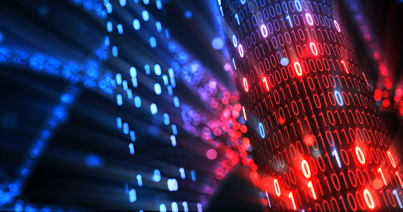 Hacking Red And Blue Digital Binary Code Matrix 01 Background Hacker ...