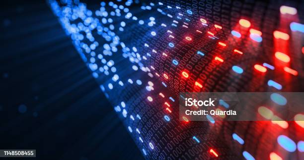 Hacking Red And Blue Digital Binary Code Matrix 01 Background Hacker ...