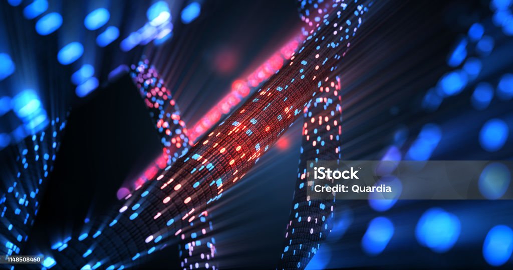 Hacking Red And Blue Digital Binary Code Matrix 01 Background Hacker ...