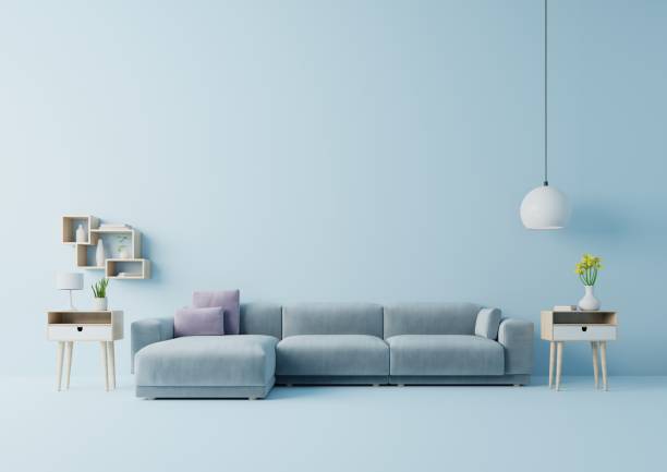 istock Modern living room interior with sofa and green plants,table 1148514491