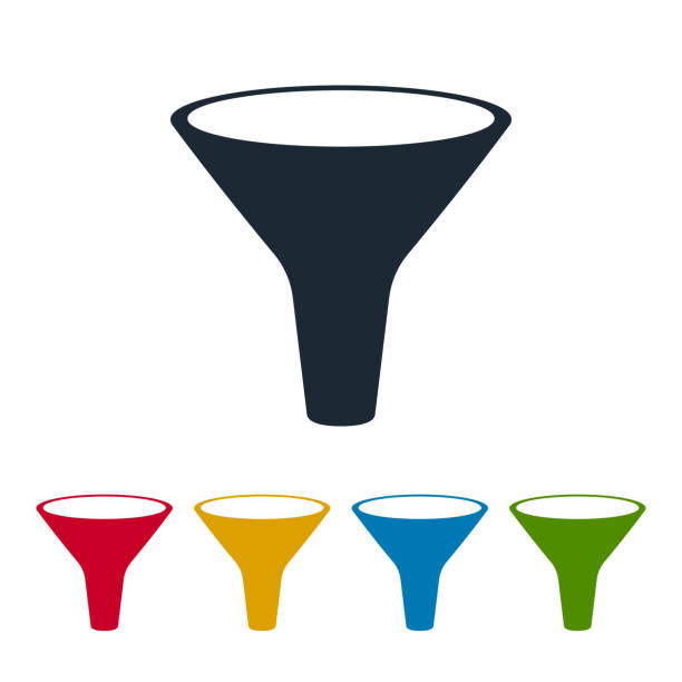 Funnel flat icon Funnel symbol on white background. Filter flat icon. separating funnel stock illustrations