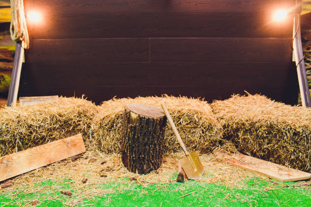 istock hay bales and pillows. rustic style area. jugs for milk on a haystack. straw. 1148520616