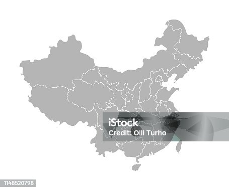 istock Vector isolated illustration of simplified administrative map of China. Borders of the provinces (regions). Grey silhouettes. White outline 1148520798