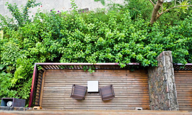 istock High angle view of two chairs in a balcony garden 1148530847