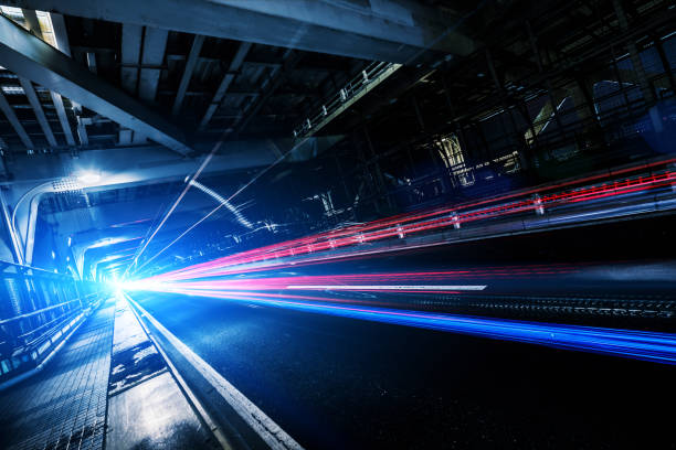 driving on the bridge - city vitality speed highway imagens e fotografias de stock