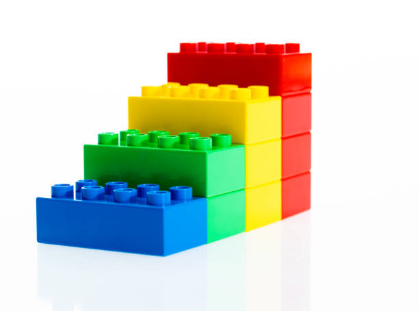 istock Stairs made of plastic blocks on white background 1148539016