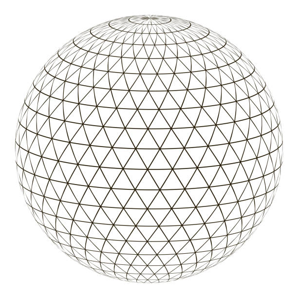 Ball sphere grid triangle on surface, vector layout globe planet earth with a grid, the concept of the virtual world Ball sphere with a grid of a triangle on the surface, vector layout globe planet earth with a grid, the concept of the virtual world website wireframe stock illustrations