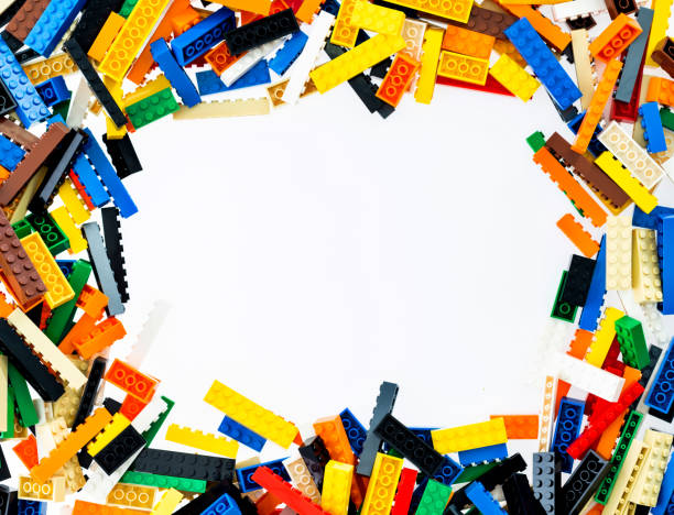 istock Heap of plastic blocks on white background 1148550486