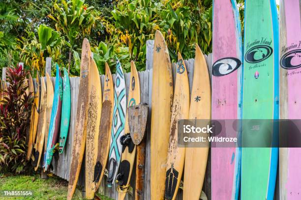 Surfboard Fence Along The Road To Hana Maui Hawaii Stock Photo - Download Image Now