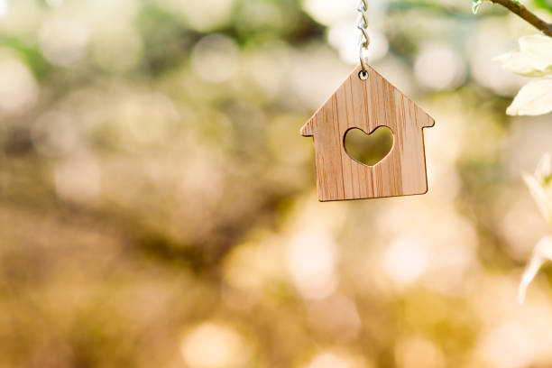 small wooden house weighs on the tree