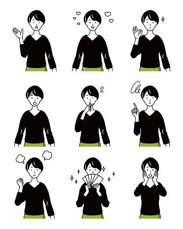 Expression Variants Womens Expression Variation Set Stock Illustration - Download Image Now ...