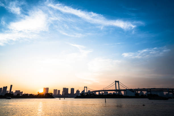 istock Tokyo, Japan at Rainbow Bridge spanning the bay 1148556987