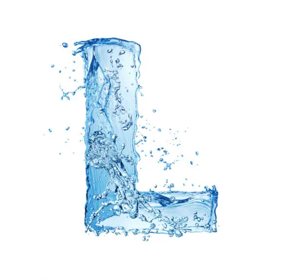 creative capital water letter L isolated on white background