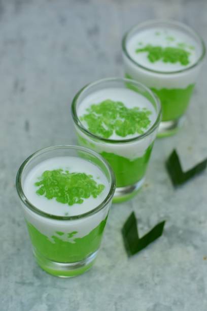 istock Green pandan tapioca pearls pudding (Sago) with coconut milk 1148560082