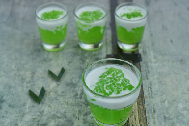 istock Green pandan tapioca pearls pudding (Sago) with coconut milk 1148560090