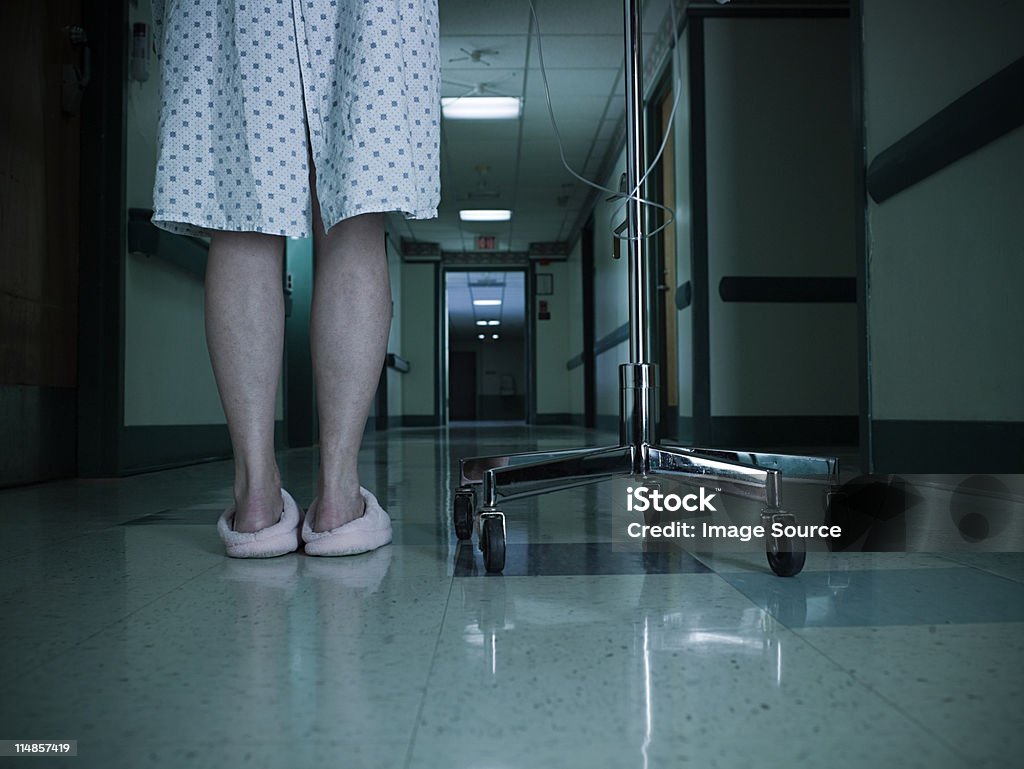 Female patient with intravenous drip  Hospital Stock Photo