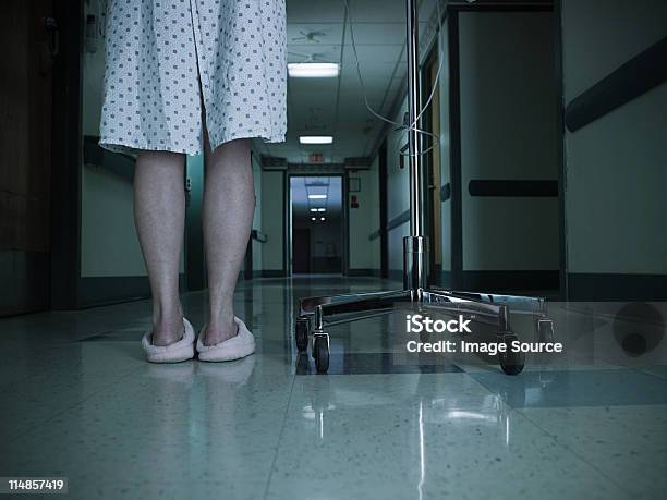 Female Patient With Intravenous Drip Stock Photo - Download Image Now - Hospital, Women, Rear View